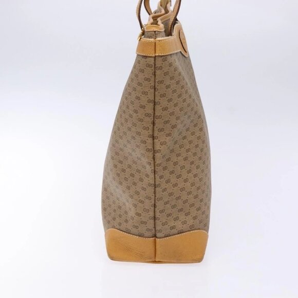 GUCCI Micro GG Supreme Tote Bag PVC Beige Gold Auth ki5973 - Picture 6 of 16